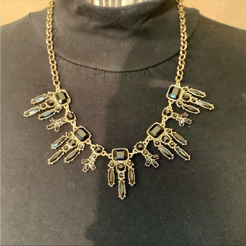 NWT Tribal Set Necklace & Earrings IMAN Gold-Tone Shiny Black Bib Necklace Gift - Picture 11 of 16